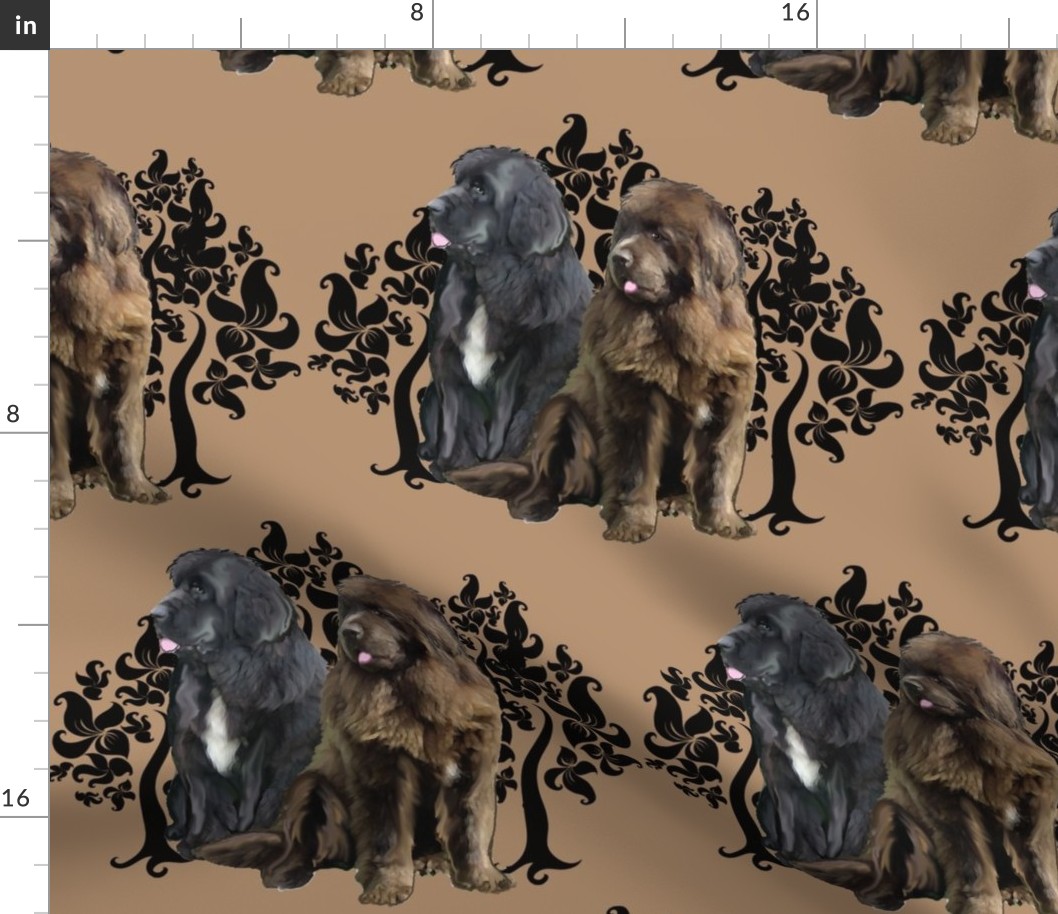 brown and black Newfoundland dog fabric