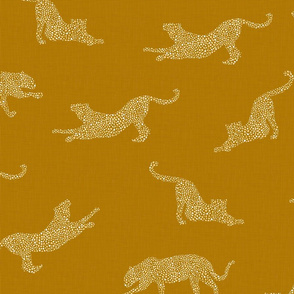 Big Cats with Tiny Dots in Mustard / Big Scale