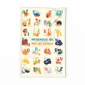 My bilingual ABC English/French tea towel