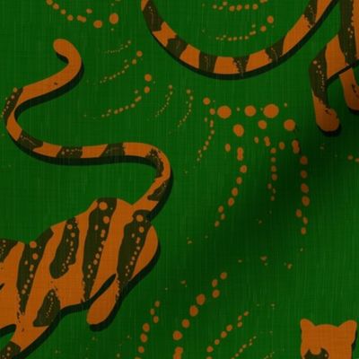 Boho Tigers on Dark Green / Big Scale