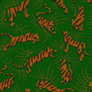 Boho Tigers on Dark Green / Small Scale