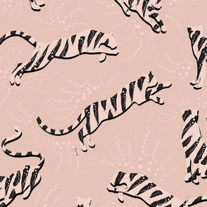 Boho Tigers in Light Blush Pink / Big Scale