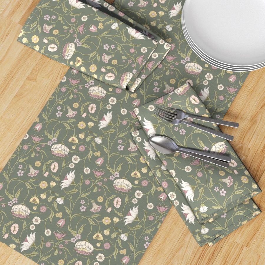 Bella Nora green floral climbing pattern