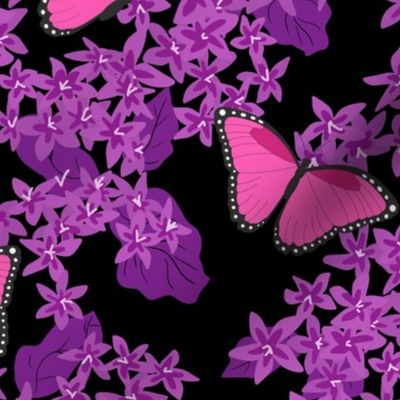 Purple Floral Pink Morpho Butterfly