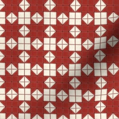 Simple Star Block Quilt Pattern Red/White