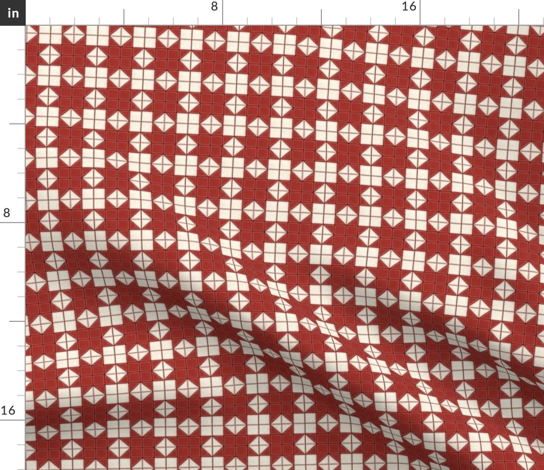 Simple Star Block Quilt Pattern Red/White