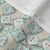 small Mother of Pearl square scattered buttons, aqua