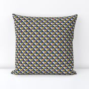 Triangle Block Quilt Pattern Blue/Yellow/Grey