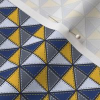 Triangle Block Quilt Pattern Blue/Yellow/Grey