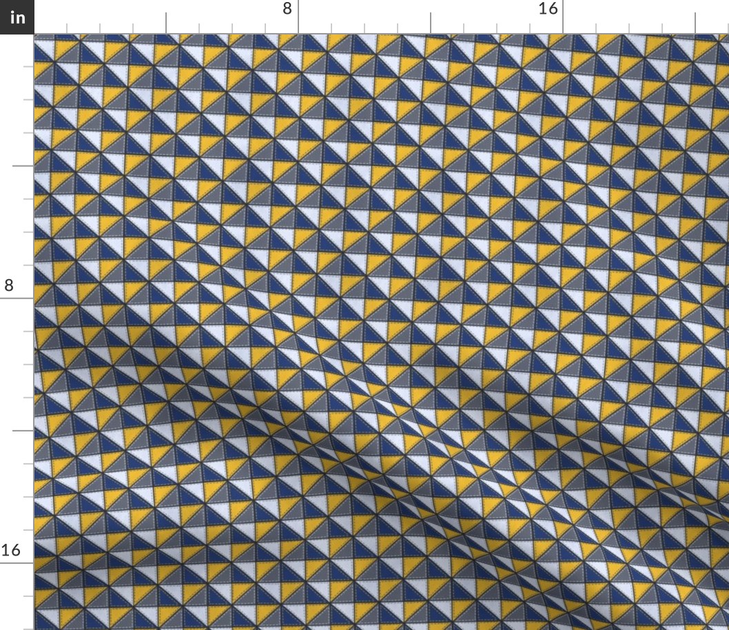 Triangle Block Quilt Pattern Blue/Yellow/Grey