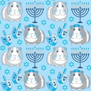 medium hanukkah guinea pigs on blue