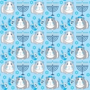 small hanukkah guinea pigs on blue