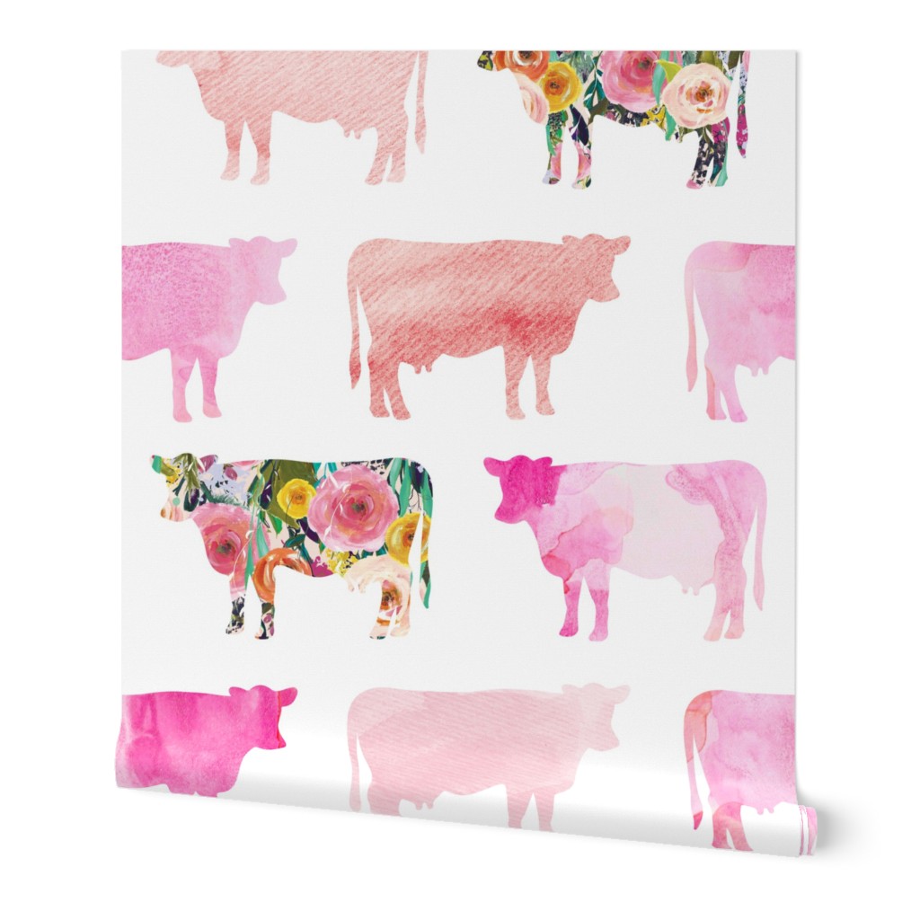 floral + watercolor cows