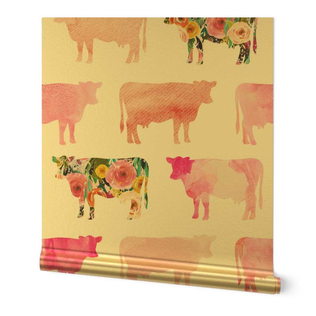 floral + watercolor cows