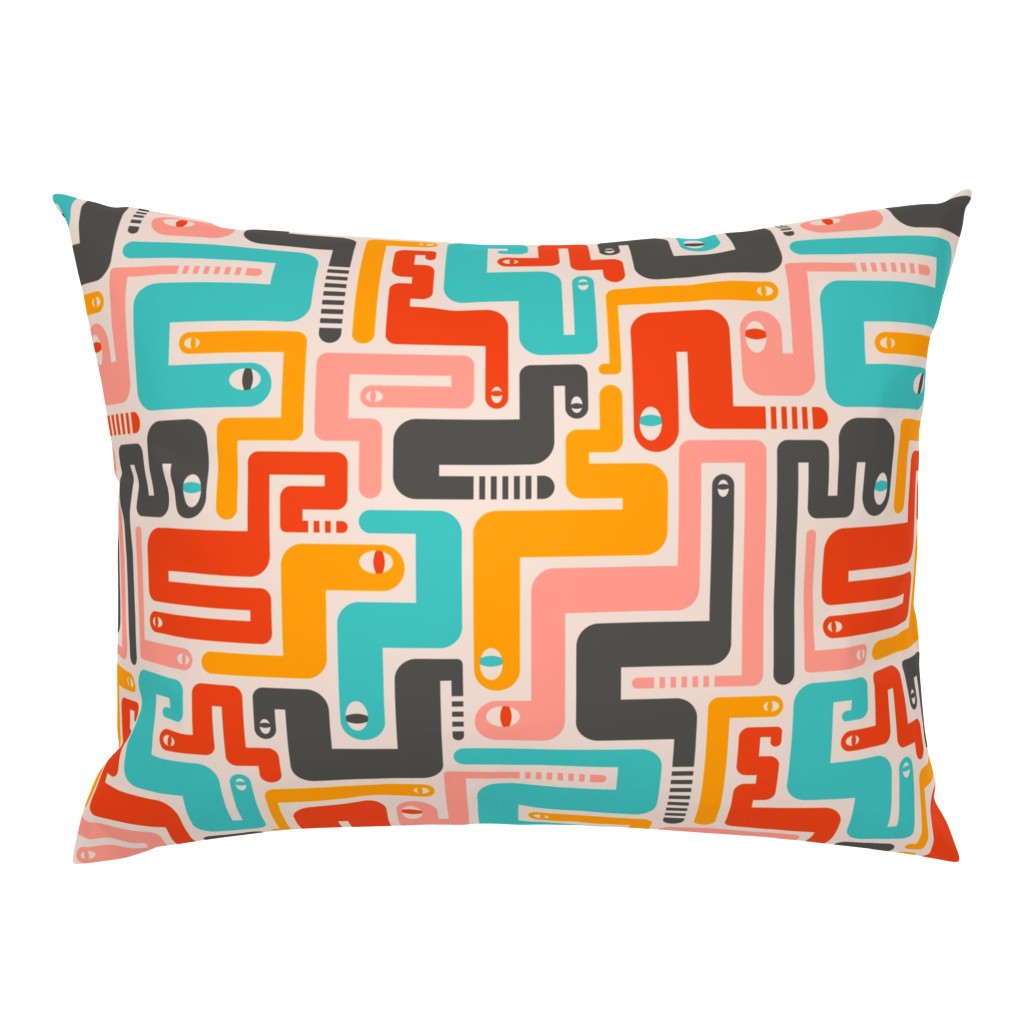 Retro Rattlers Mid Century Modern Snake Pattern - LARGE SCALE-UnBlink Studio by Jackie Tahara