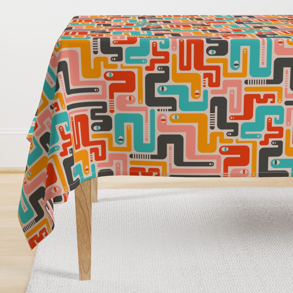 Retro Rattlers Mid Century Modern Snake Pattern - LARGE SCALE-UnBlink Studio by Jackie Tahara