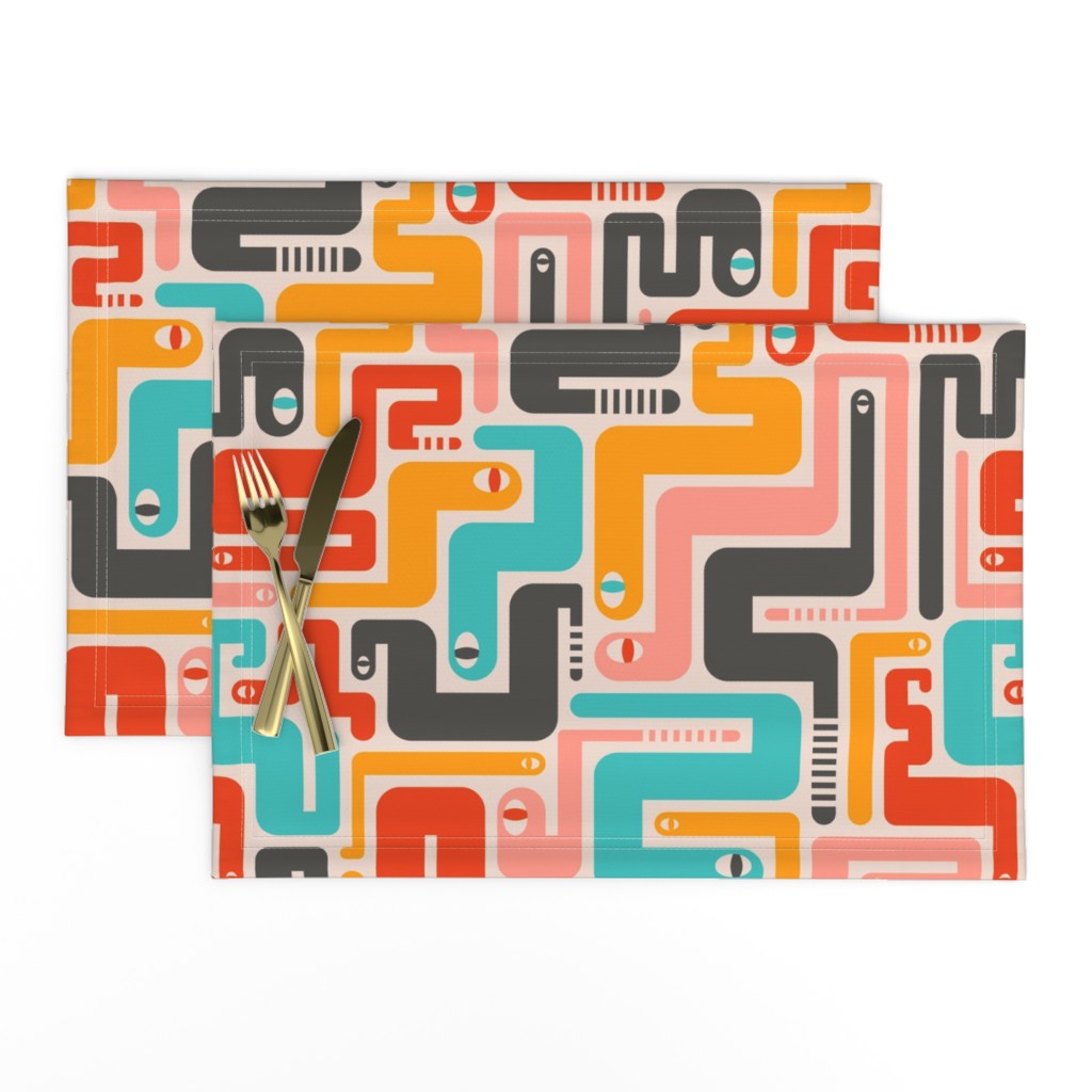 Retro Rattlers Mid Century Modern Snake Pattern - LARGE SCALE-UnBlink Studio by Jackie Tahara