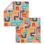 Retro Rattlers Mid Century Modern Snake Pattern - LARGE SCALE-UnBlink Studio by Jackie Tahara