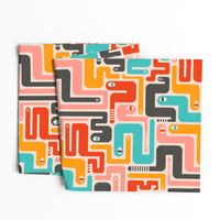 Retro Rattlers Mid Century Modern Snake Pattern - LARGE SCALE-UnBlink Studio by Jackie Tahara