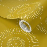 Glimmer - Boho Geometric Medallion Regular Scale Watercolor Starburst Gold White