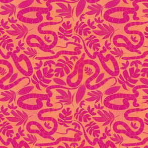 Snakes and plants block print 