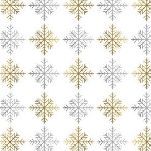 Silver and gold checkered snowflakes small