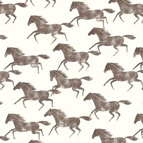 (small scale) wild horses - taupe on off white  - C20BS