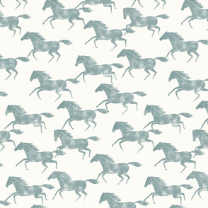 wild horses - dusty blue on off white  - C20BS
