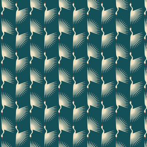 Art Deco Cranes - Teal, Rotated - 3" Fabric, 6" Wallpaper