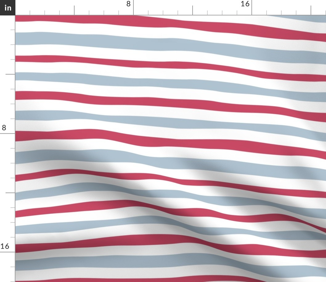Small scale // Pyjama stripes // white pastel blue and red