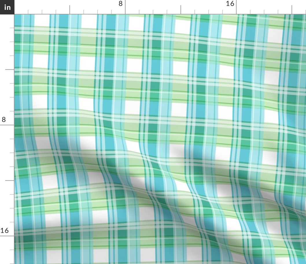 Plaid Green Turquoise Blue