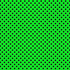polka dots black on neon green