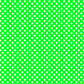 polka dots white on neon green