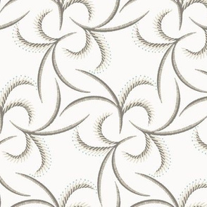 Vintage embroidered arcs, ivory taupe natural