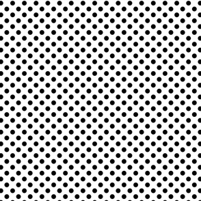 polka dots black on white