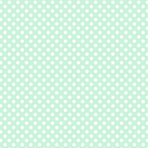 polka dots white on pastel green