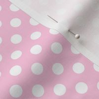 polka dots white on pastel pink