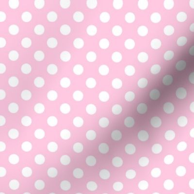 polka dots white on pastel pink