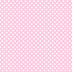 polka dots white on pastel pink