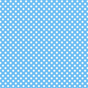polka dots white on light blue