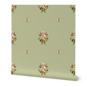 Hudson Floral Emblem in Light Green | 12" Repeat