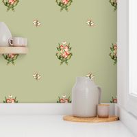 Hudson Floral Emblem in Light Green | 12" Repeat