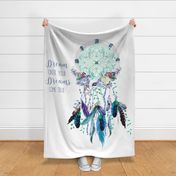 54"x72" Dream Until Your Dreams Come True Teal and Lilac Dream Catcher