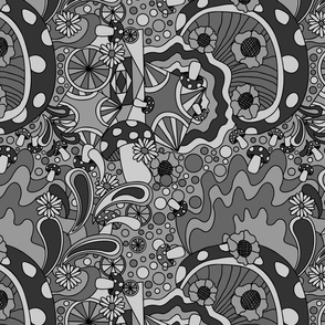70s psychedelic grayscale