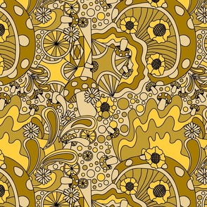 70s psychedelic monotone gold