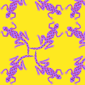Lg. Lizard Dance on Yellow by DulciArt, LLC