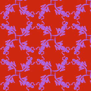Sm Lizard Dance on Red by DulciArt,LLC