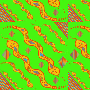 Lg. Snake Dance on Green by DulciArt,LLC