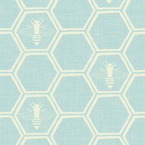 Honeybee hive - soft blue and ivory