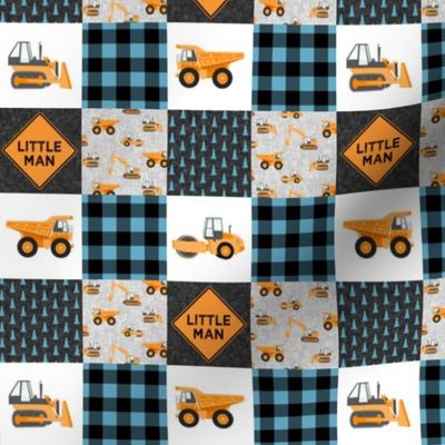 (1.5" scale) Little Man - Construction Nursery Wholecloth - orange and blue plaid  - C20BS